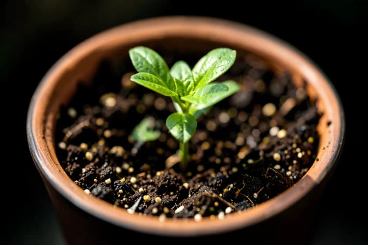 Uma planta crescendo em um vaso