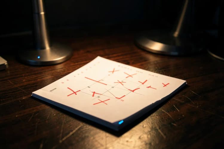 Um calendário com um X vermelho em vários dias, indicando a passagem do tempo e a inatividade.