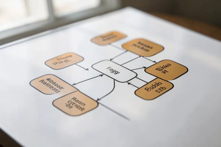 Um diagrama de fluxo mostrando diferentes tipos de relacionamentos de clientes, com caixas rotuladas e setas conectando-as.