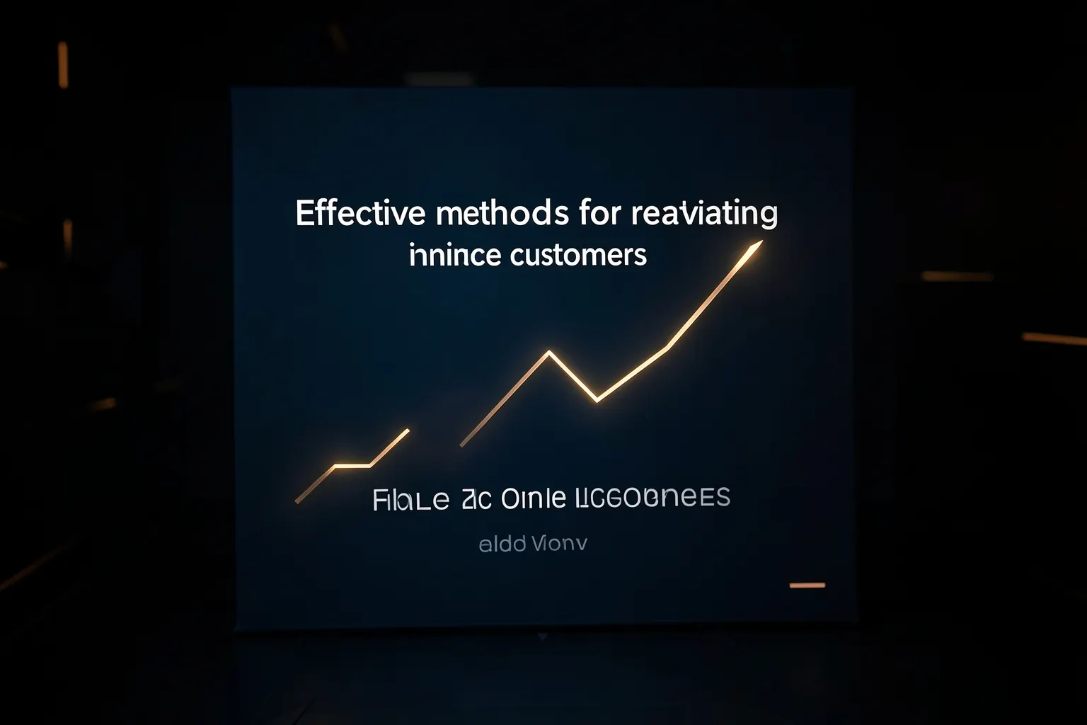 Título do artigo 'Métodos eficazes para reativar clientes inativos' em letras brancas sobre fundo azul escuro com um gráfico de linha ascendente sutil.