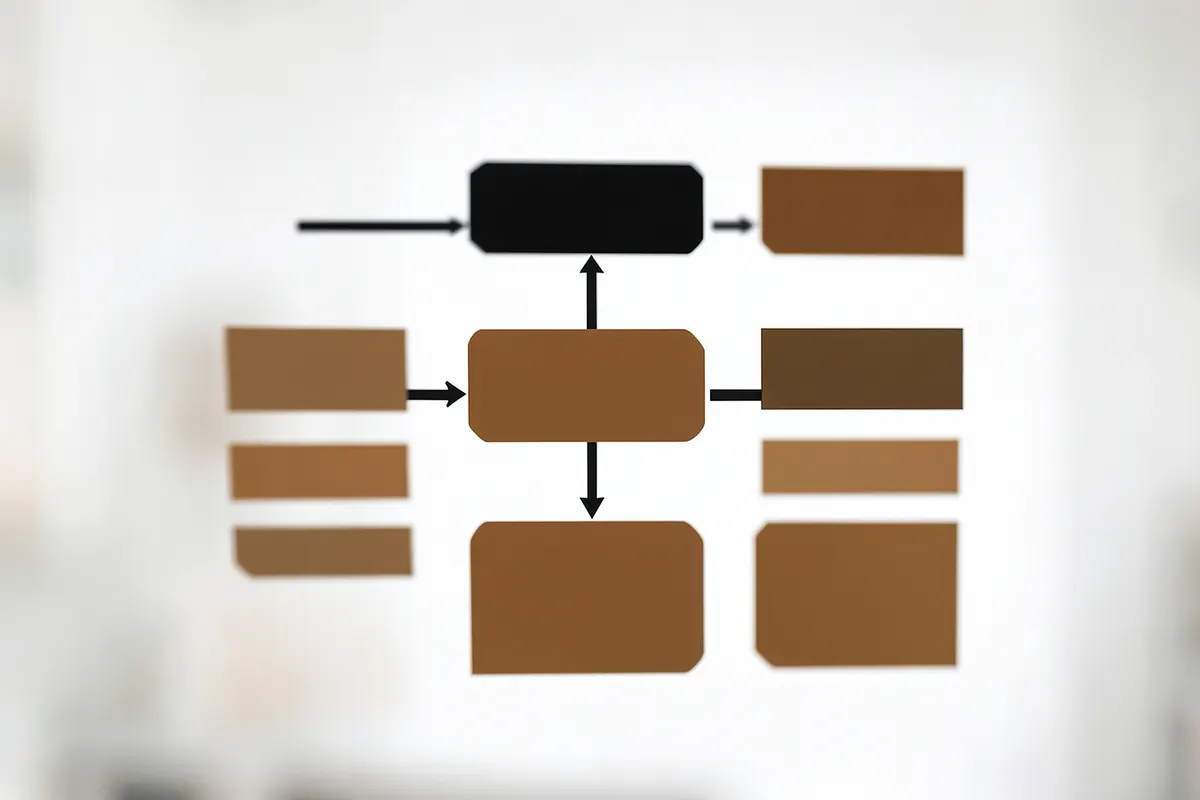 Um diagrama de fluxo mostrando etapas de um processo de vendas, com caixas conectadas por setas.